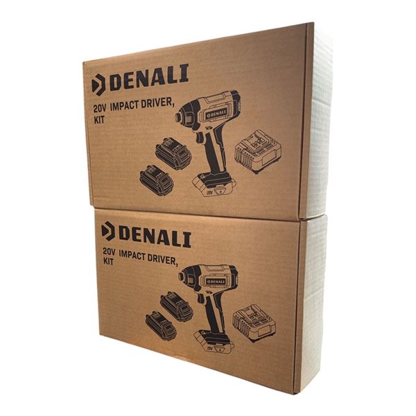 BNIB - Set of 2 - Denali 20V Cordless Impact Driver Kit with 2 Batteries