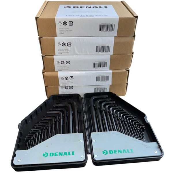 BNIB - Set of 5 - Denali 30-Pc Hex Key Allen Wrench Set - Black Oxide