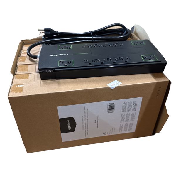 BNIB - Set of 6 - Amazon Basics 12-Outlet Surge Protector, 8-Foot Cord