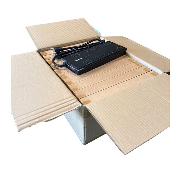 BNIB - Set of 10 - Amazon Basics 12-Outlet Surge Protector, 8-Foot Cord