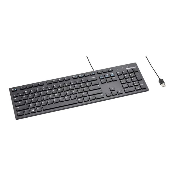BNIB - 6PC Amazon Basics Matte Black Wire Keyboards, UK QWERTY Layout