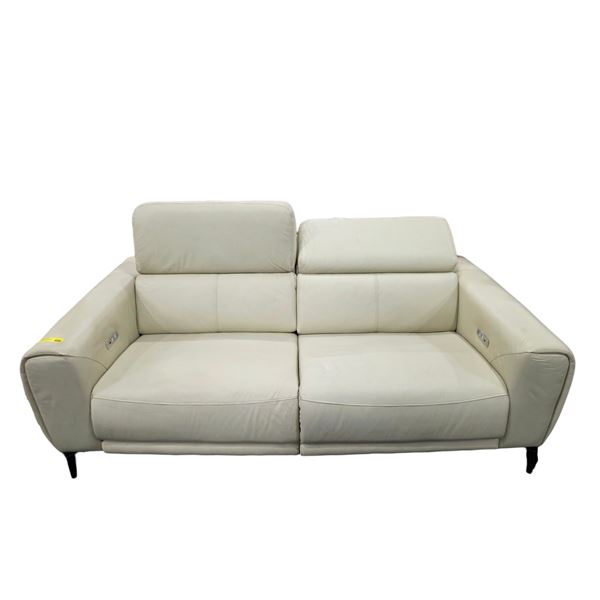 Urban Living Modern Leather Power Reclining Loveseat with adjustable headrest