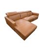 Image 2 : Modern Tan Leather Reclining Sectional Sofa with Chaise