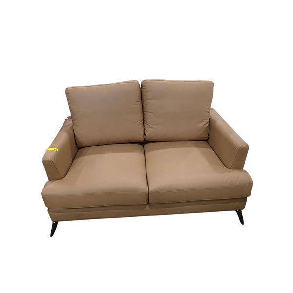 Urban Living Tan Leather Loveseat - approx. 57in