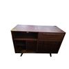 Image 1 : Walnut Media Console - Sideboard with Drawer and Slatted Doors (47.5x19.5x35)