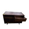 Image 3 : Walnut Media Console - Sideboard with Drawer and Slatted Doors (47.5x19.5x35)