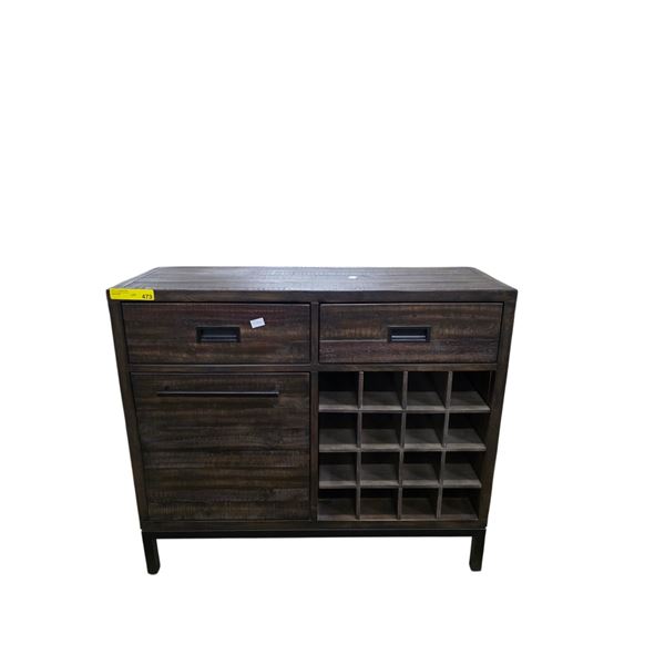 Rustic Bar Cabinet with Wine Rack (39x14x33.5)