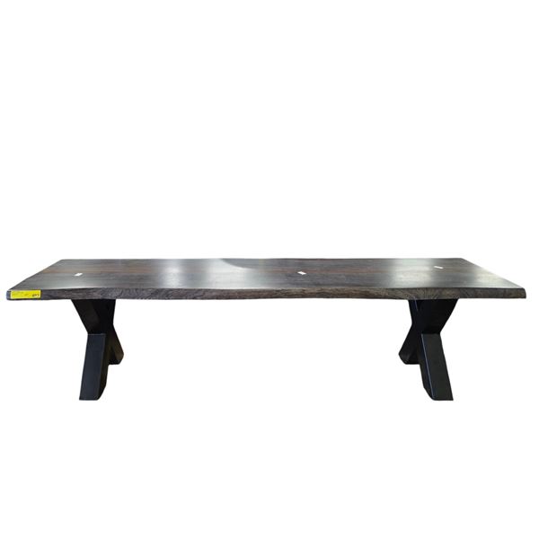 Live-Edge Dining Table with Black X-Frame Metal Legs (71x16x18)