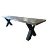 Image 2 : Live-Edge Dining Table with Black X-Frame Metal Legs (71x16x18)