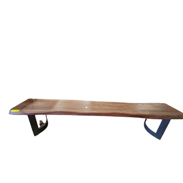 Live-Edge Bench with Black X-Frame Metal Legs (92.5x16x18.5)