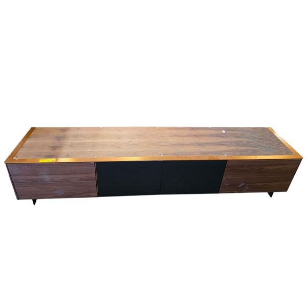 Modern Walnut & Matte Black Media Console / Credenza (86.5x17.5x18)