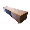 Image 2 : Modern Walnut & Matte Black Media Console / Credenza (86.5x17.5x18)