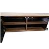 Image 3 : Modern Walnut & Matte Black Media Console / Credenza (86.5x17.5x18)