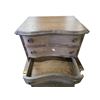 Image 3 : 3-Drawer Serpentine-Front Chest with Grey Cerused Finish and Antique Brass Ring Pulls (26x20x22.2)