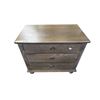 Image 1 : 3-Drawer Nightstand with Grey Cerused Finish and Antique Brass Ring Pulls