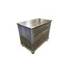 Image 2 : 3-Drawer Nightstand with Grey Cerused Finish and Antique Brass Ring Pulls