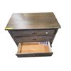 Image 3 : 3-Drawer Nightstand with Grey Cerused Finish and Antique Brass Ring Pulls