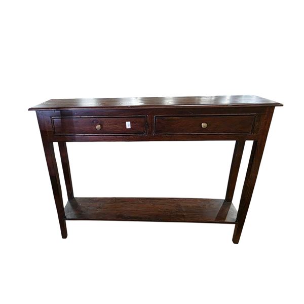 Dark Walnut 2-Drawer Console Table with Open Shelf (Approx. 44x11x32.5)