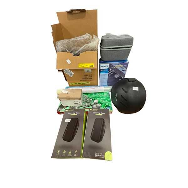 Group of Misc - WoodWind Carrying Case, Monopoly, Philips Lights, Omron Machine in case, Etc.