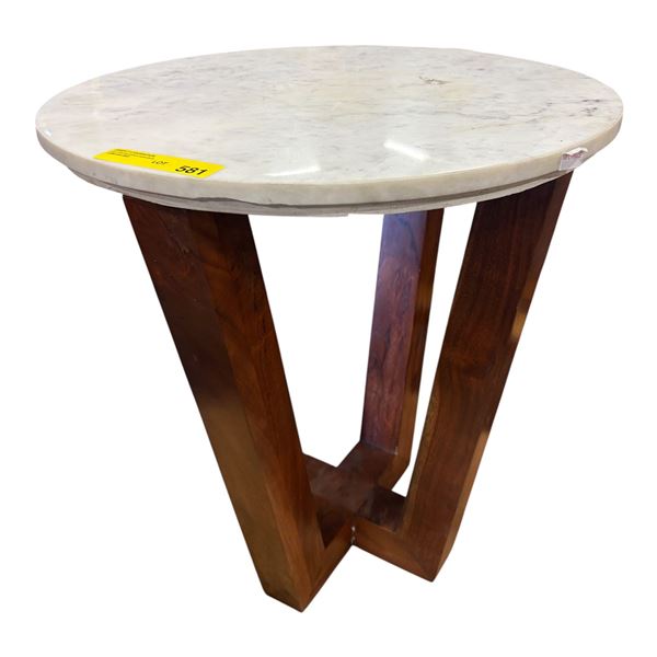 Marble-Like Table Top w/Wood Legs (22 DIA x 24)