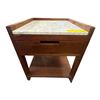 Image 1 : Dark Walnut Hexagonal Side Table with Drawer and Lower Shelf (18x16x22)