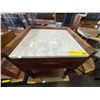 Image 2 : Dark Walnut Hexagonal Side Table with Drawer and Lower Shelf (18x16x22)