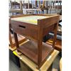 Image 4 : Dark Walnut Hexagonal Side Table with Drawer and Lower Shelf (18x16x22)