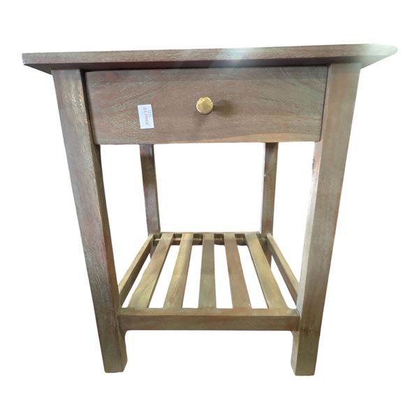 Grey Wash Wood Side Table w/Drawer (18x15.5x22)