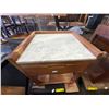 Image 2 : Marble Top Acacia Wood Side Table with Drawer and Lower Shelf (18x16x22) - RV $245