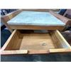 Image 3 : Marble Top Acacia Wood Side Table with Drawer and Lower Shelf (18x16x22) - RV $245