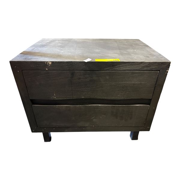 Black Wood 2-Drawer Nightstand (23.5x18x21.5)