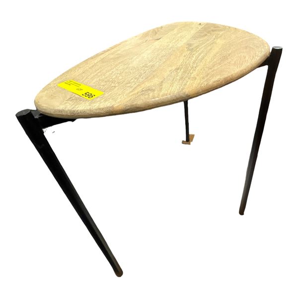 Organic Wood Top Side Table (26 DIA x 23.5)
