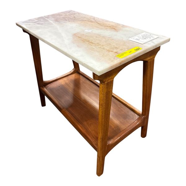 Marble & Wood Side Table (28x14x23)