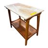 Image 1 : Marble & Wood Side Table (28x14x23)