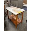 Image 2 : Marble & Wood Side Table (28x14x23)