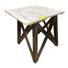 Image 1 : White Marble X-Base Side Table (20x20x21.5