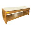 Image 1 : Oak Storage Bench with Cream Upholstered Cushion (56x17.75x19H)