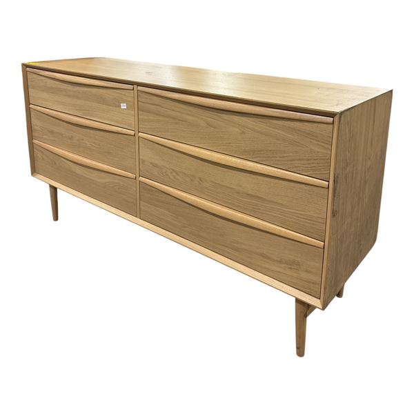 Modern Oak 6-Drawer Double Dresser (63x19x32.5)
