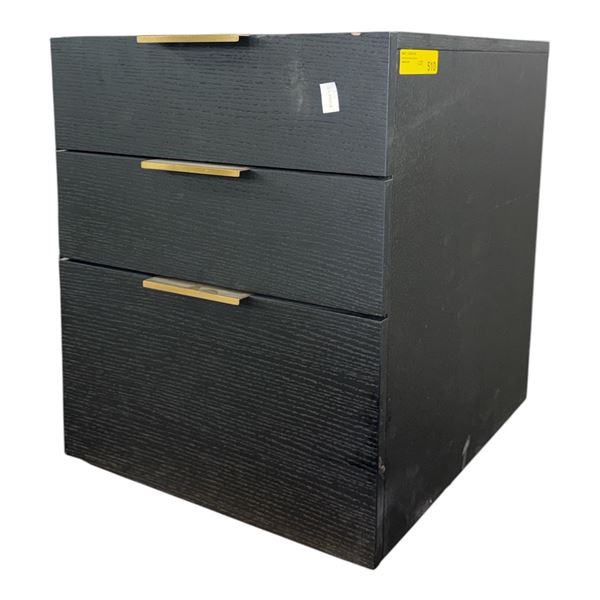 Black Oak 3-Drawer Nightstand with Brass Handles (20x23.5x25)