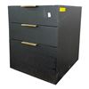 Image 1 : Black Oak 3-Drawer Nightstand with Brass Handles (20x23.5x25)