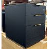 Image 2 : Black Oak 3-Drawer Nightstand with Brass Handles (20x23.5x25)
