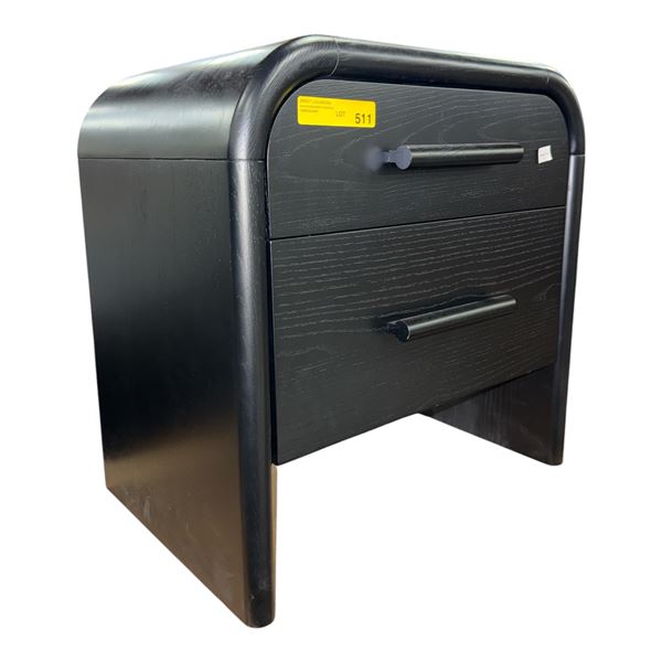 Black Rounded 2-Drawer Nightstand (23.5x15.5x24)