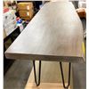 Image 3 : Rustic Grey Wood Coffee Table with Black Hairpin Legs (54x16x18.5)