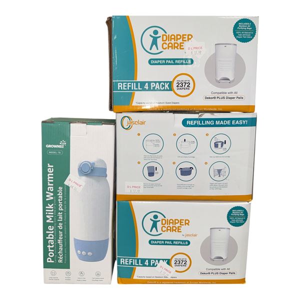 Group of 4 Misc - Diaper Care, Portable Milk Warmer, Etc.