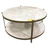 Image 1 : Round Two-Tier Marble & Brass Coffee Table (39.5 DIA x 18.5)