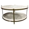 Image 2 : Round Two-Tier Marble & Brass Coffee Table (39.5 DIA x 18.5)