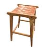 Image 2 : Woven Leather Seat Wooden Bar Stool (26.5 H)