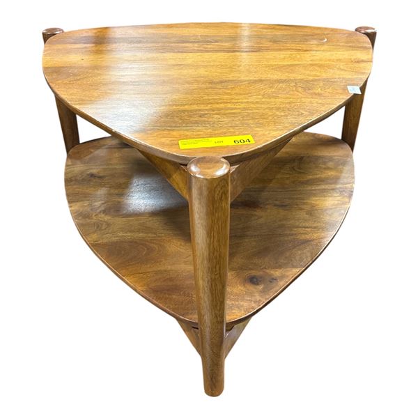 Two-Tier Organic Shape Solid Wood Coffee Table (30 DIA x 17)