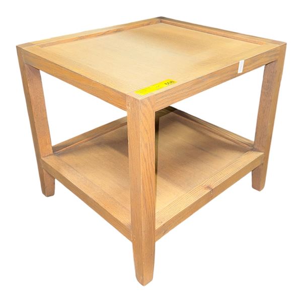 Two-Tier Light Oak Wood End Table (22x22x23.5)