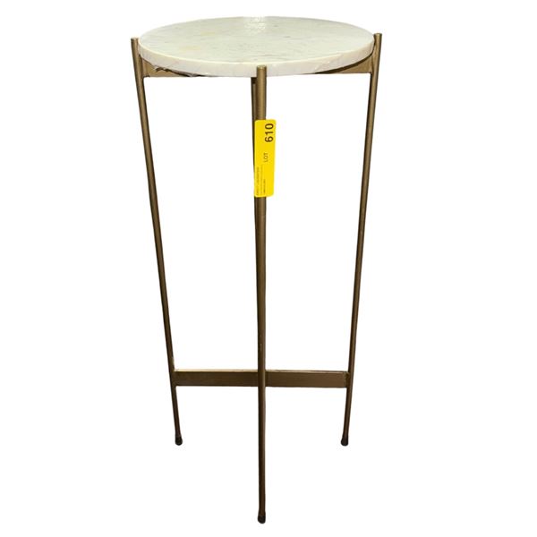 Round Marble Top Tall Brass Metal Accent (34.5 H)